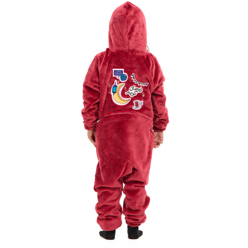 Snuggs Kids Blanket Onesie Dark Red هلال رمضان